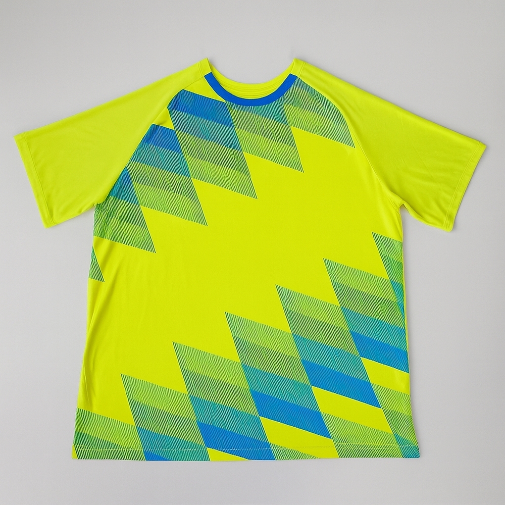 Liberty Pro Neon Yellow Blue Activewear Jersey Performance Tee Size XXL